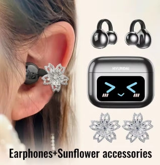 Choice HYUNDAI M100 Open Ear Gaming Earphones Sport Wireless Earbuds TWS Headset Hifi Sound Headphones With Mic For Android IOS